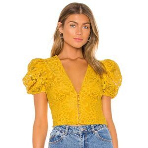 NEW Golden Yellow Sz XXS Lined Lacy JULIETTE Shirt HOUSE OF HARLOW 1960 REVOLVE